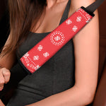 Red Paisley Bandana Print Car Seat Belt Covers