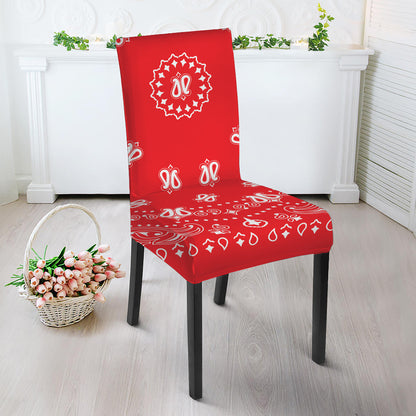 Red Paisley Bandana Print Dining Chair Slipcover
