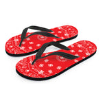 Red Paisley Bandana Print Flip Flops