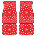 Red Paisley Bandana Print Front and Back Car Floor Mats