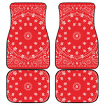 Red Paisley Bandana Print Front and Back Car Floor Mats