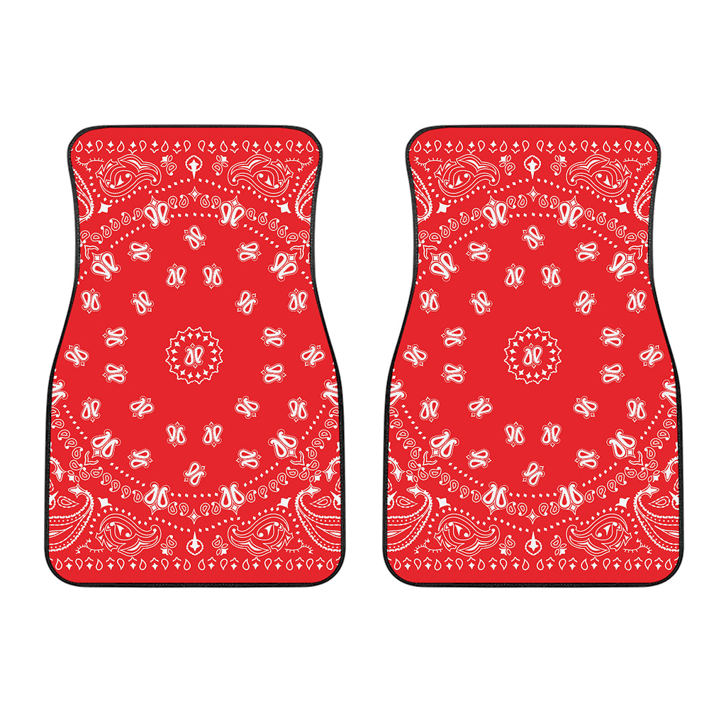 Red Paisley Bandana Print Front Car Floor Mats