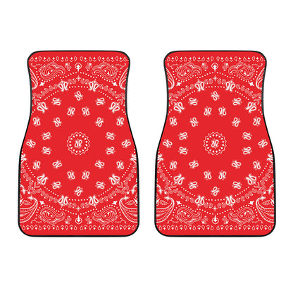 Red Paisley Bandana Print Front Car Floor Mats