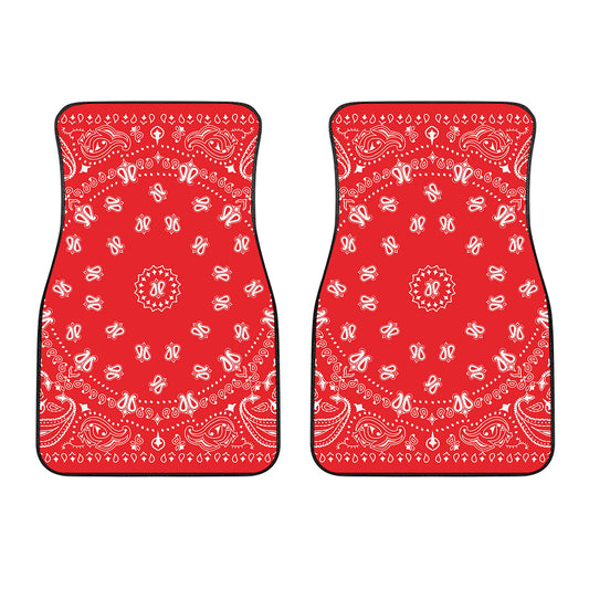 Red Paisley Bandana Print Front Car Floor Mats