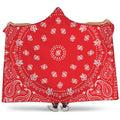 Red Paisley Bandana Print Hooded Blanket