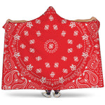 Red Paisley Bandana Print Hooded Blanket