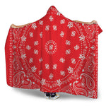 Red Paisley Bandana Print Hooded Blanket