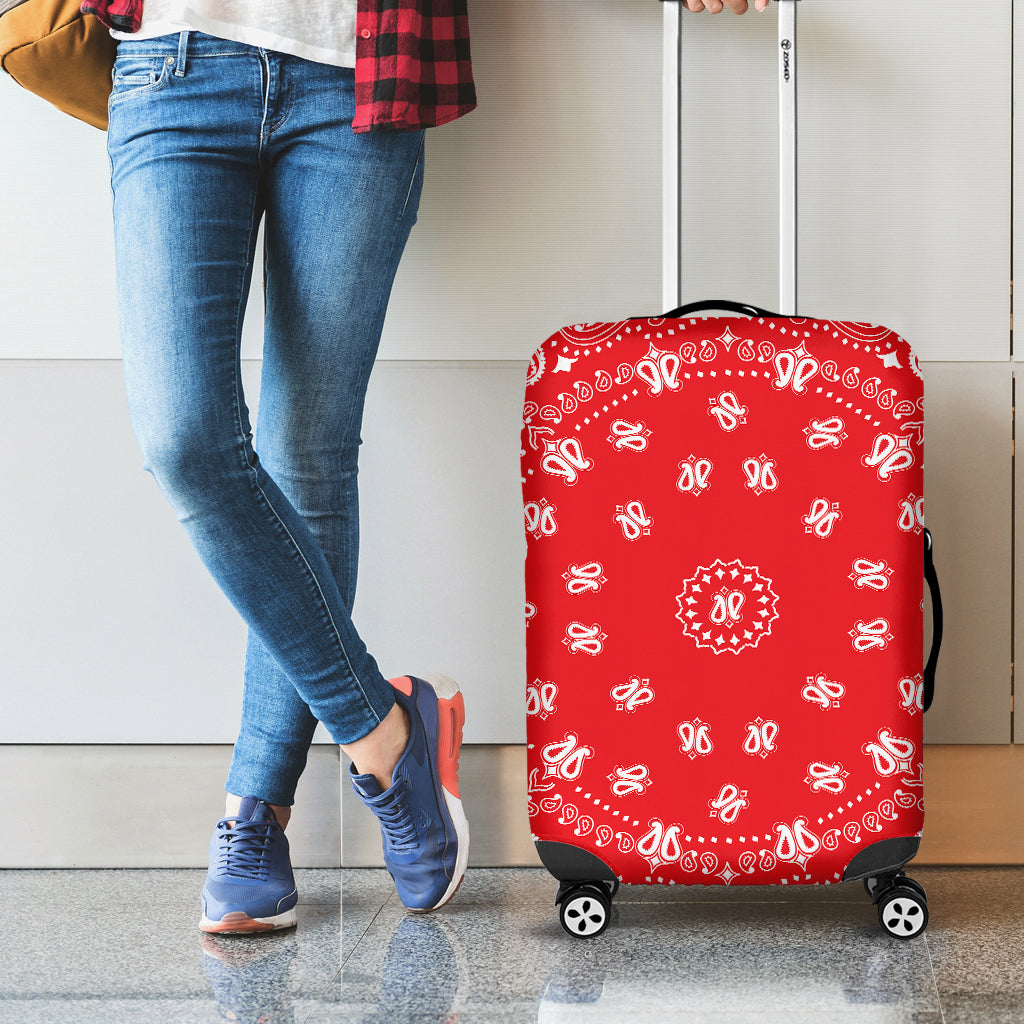 Red Paisley Bandana Print Luggage Cover