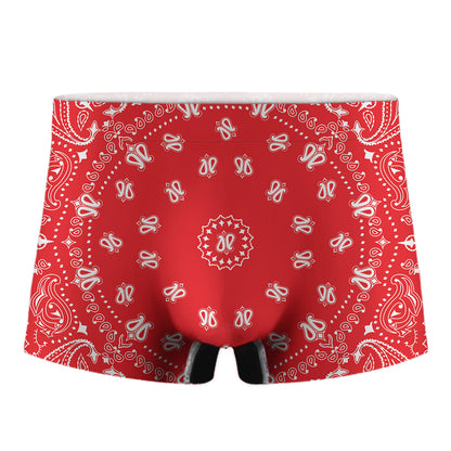 Red Paisley Bandana Print Men's Boxer Briefs