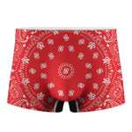 Red Paisley Bandana Print Men's Boxer Briefs