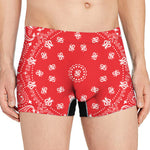 Red Paisley Bandana Print Men's Boxer Briefs