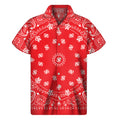 Red Paisley Bandana Print Men's Short Sleeve Shirt