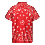 Red Paisley Bandana Print Men's Short Sleeve Shirt