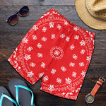 Red Paisley Bandana Print Men's Shorts