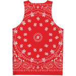 Red Paisley Bandana Print Men's Tank Top