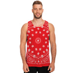 Red Paisley Bandana Print Men's Tank Top