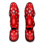 Red Paisley Bandana Print Muay Thai Shin Guard