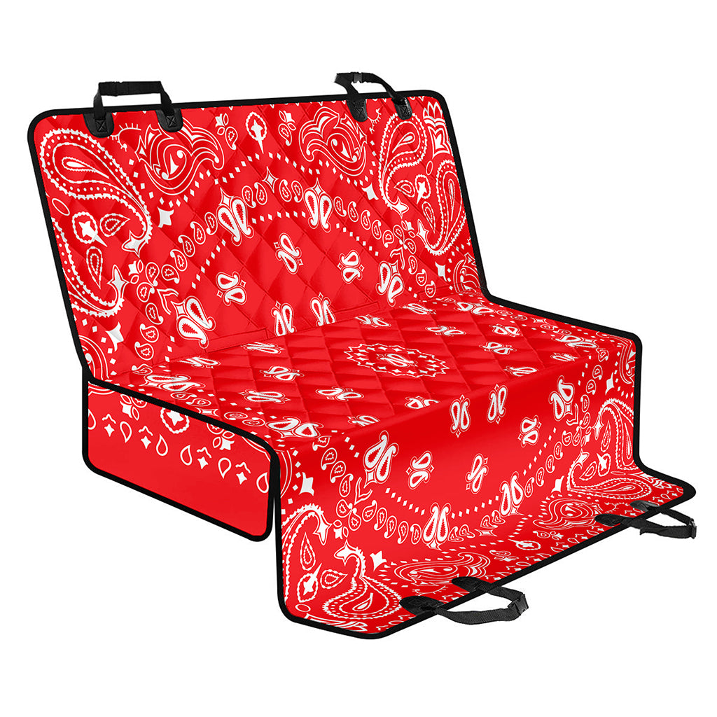 Red Paisley Bandana Print Pet Car Back Seat Cover