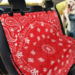 Red Paisley Bandana Print Pet Car Back Seat Cover