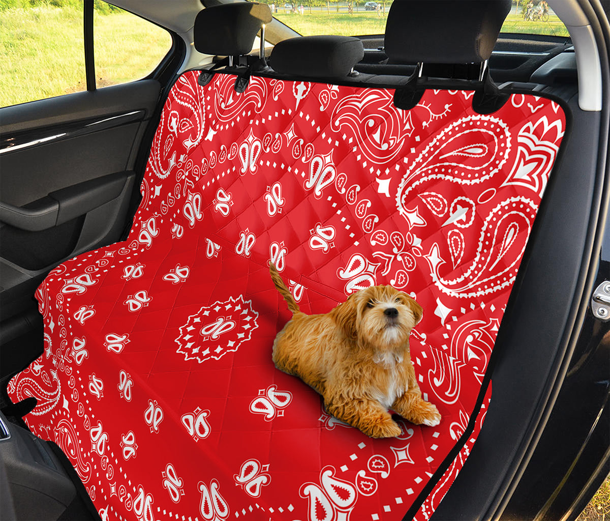 Red Paisley Bandana Print Pet Car Back Seat Cover