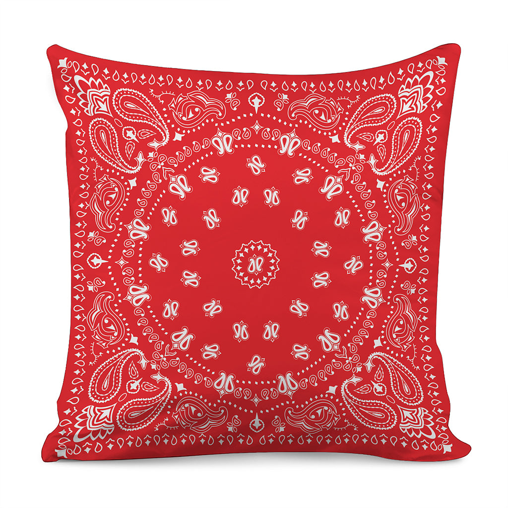 Red Paisley Bandana Print Pillow Cover