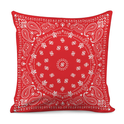 Red Paisley Bandana Print Pillow Cover