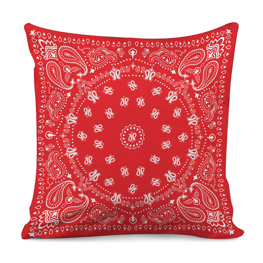 Red Paisley Bandana Print Pillow Cover