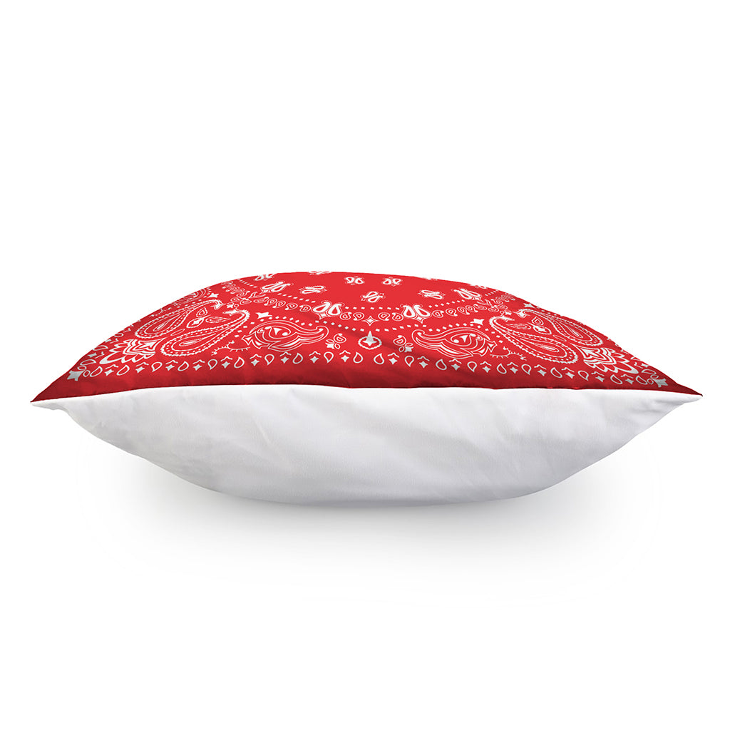 Red Paisley Bandana Print Pillow Cover