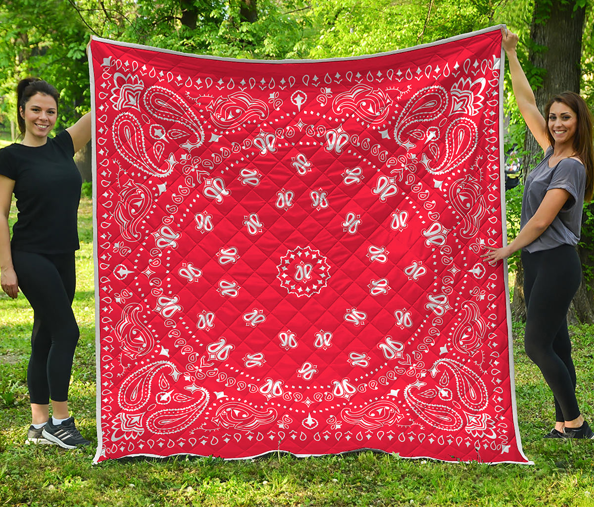 Red Paisley Bandana Print Quilt
