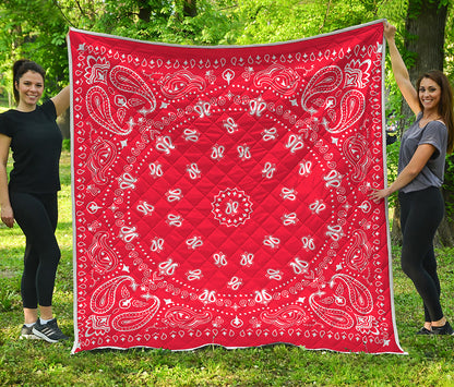 Red Paisley Bandana Print Quilt