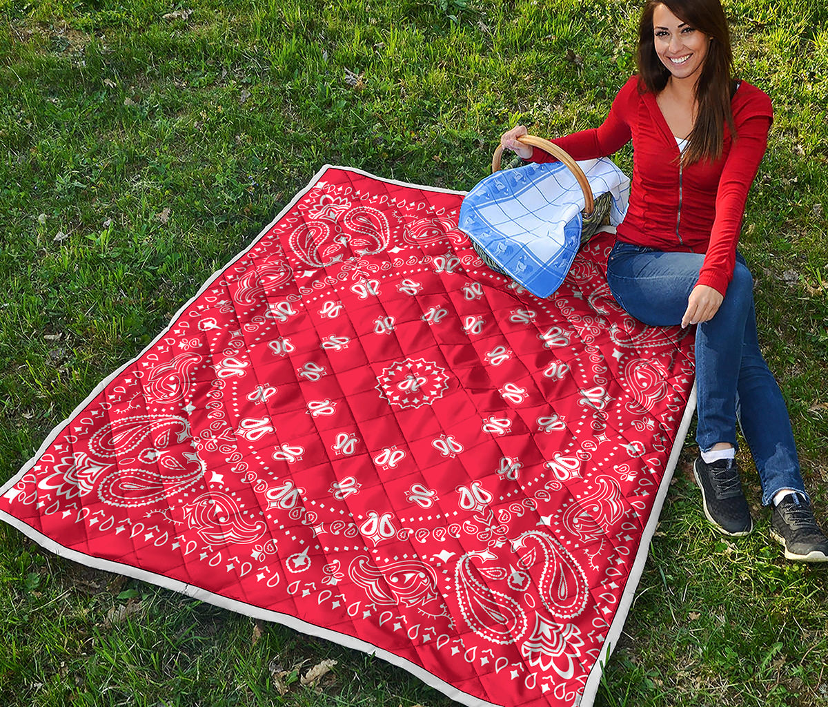 Red Paisley Bandana Print Quilt