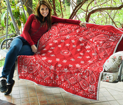 Red Paisley Bandana Print Quilt