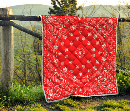 Red Paisley Bandana Print Quilt