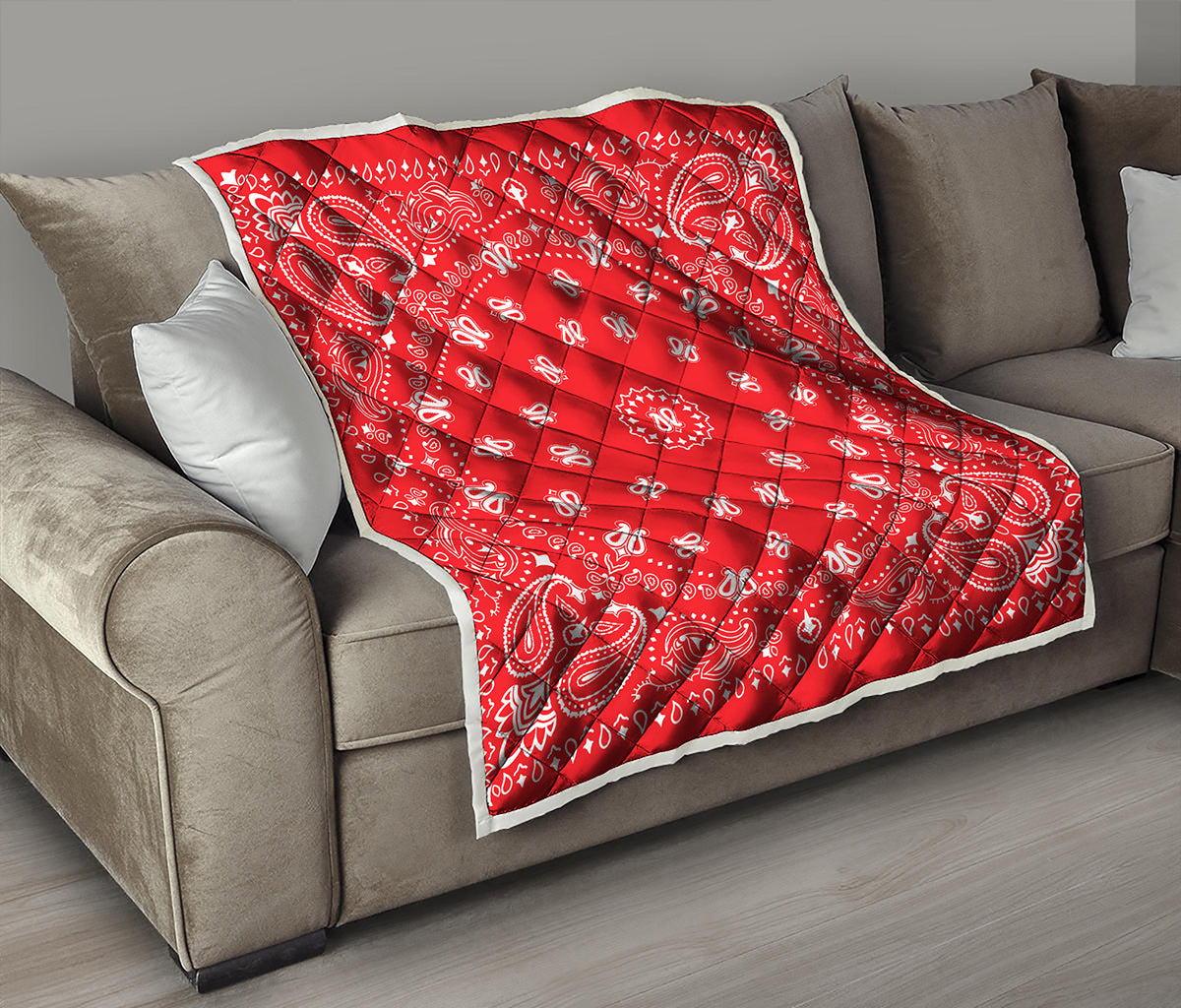 Red Paisley Bandana Print Quilt