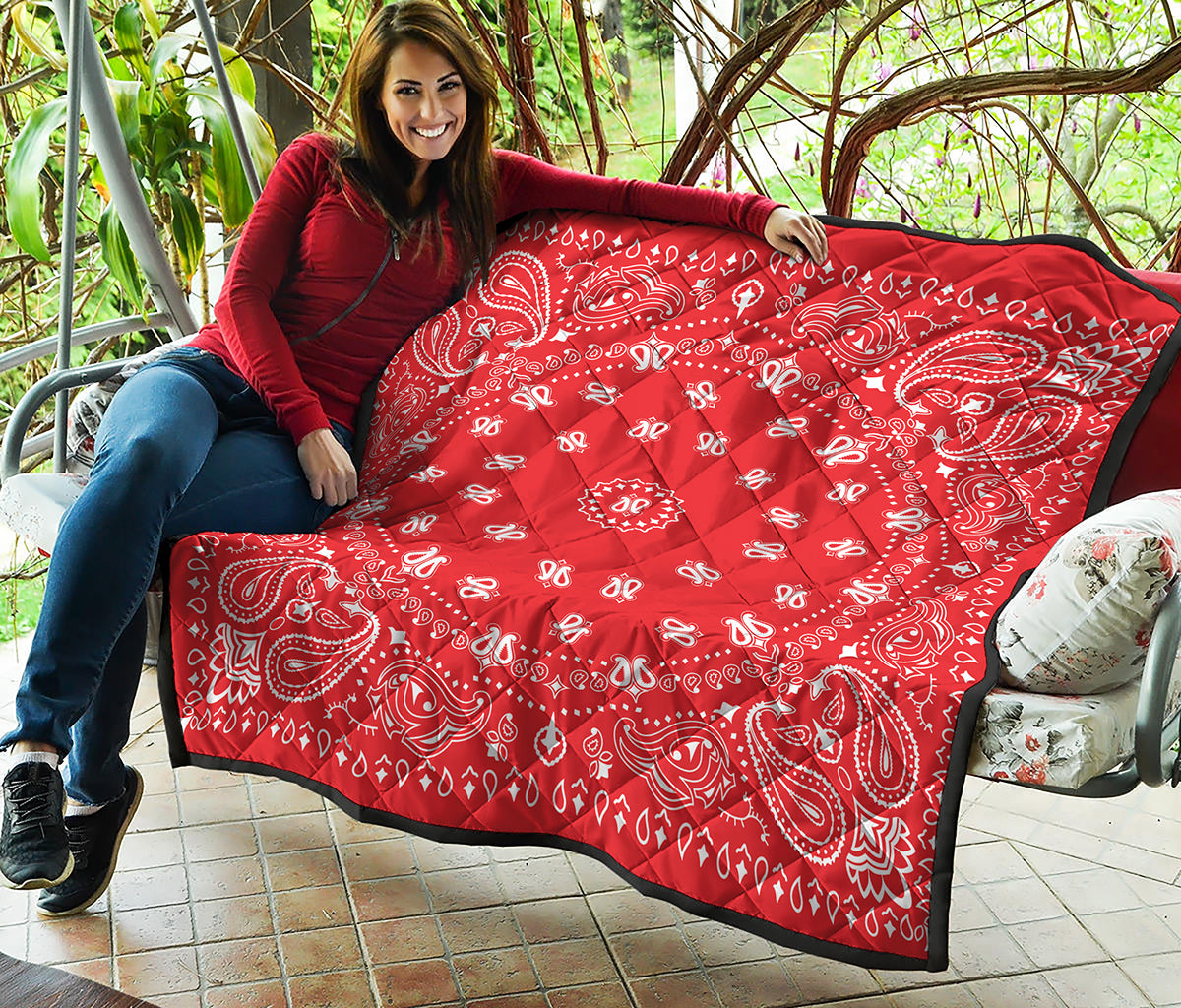 Red Paisley Bandana Print Quilt