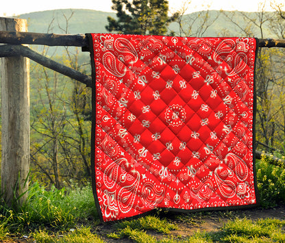 Red Paisley Bandana Print Quilt