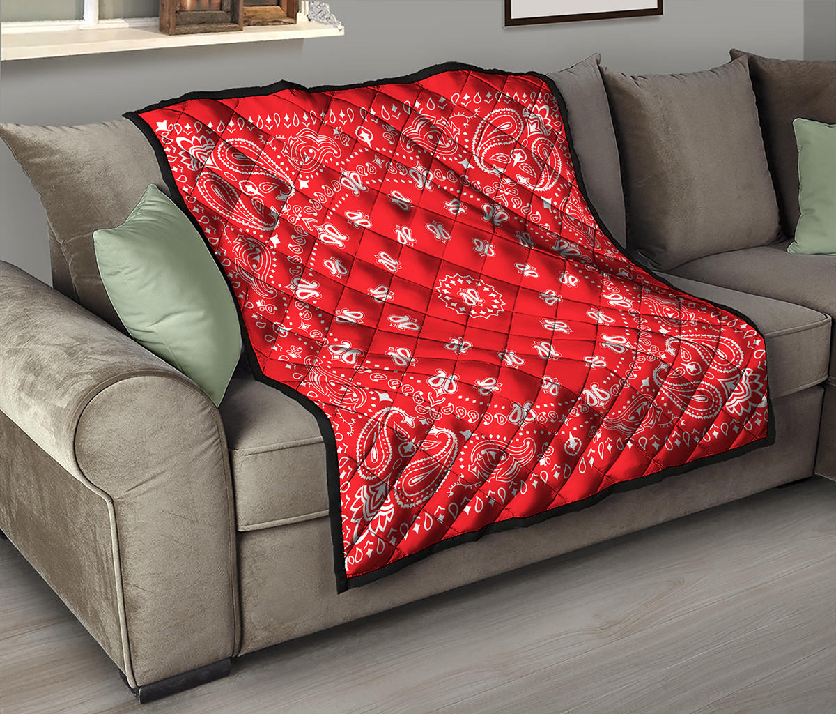 Red Paisley Bandana Print Quilt