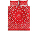 Red Paisley Bandana Print Quilt Bed Set
