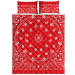Red Paisley Bandana Print Quilt Bed Set
