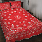 Red Paisley Bandana Print Quilt Bed Set