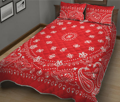 Red Paisley Bandana Print Quilt Bed Set