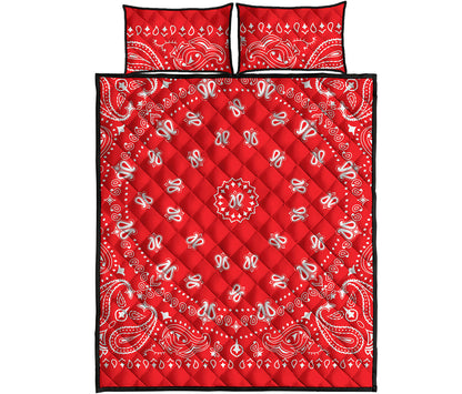 Red Paisley Bandana Print Quilt Bed Set