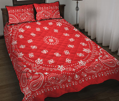 Red Paisley Bandana Print Quilt Bed Set