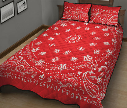 Red Paisley Bandana Print Quilt Bed Set