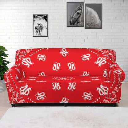 Red Paisley Bandana Print Sofa Cover
