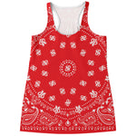Red Paisley Bandana Print Women's Racerback Tank Top