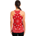 Red Paisley Bandana Print Women's Racerback Tank Top
