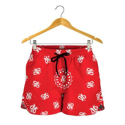 Red Paisley Bandana Print Women's Shorts