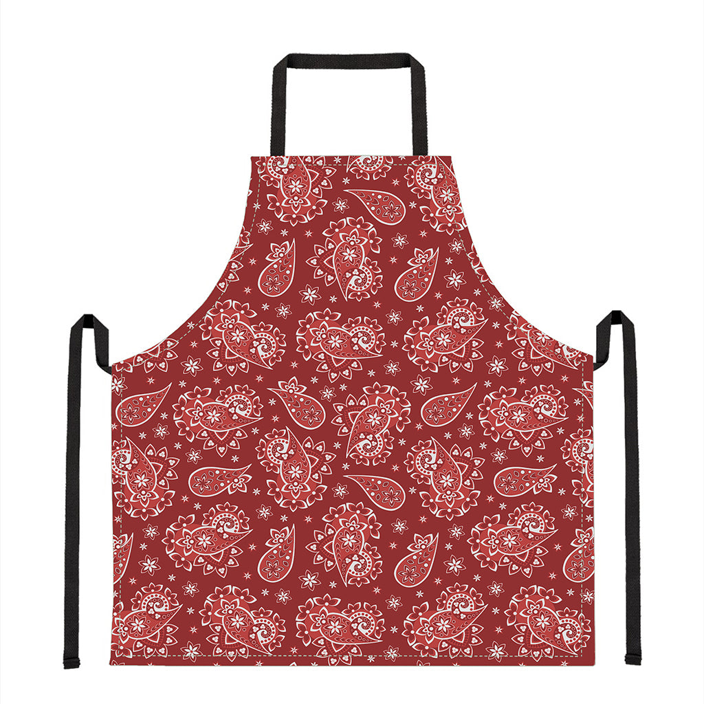 Red Paisley Pattern Print Apron