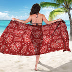 Red Paisley Pattern Print Beach Sarong Wrap